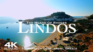 LINDOS Rhodes 🇬🇷 Drone Aerial 4K  Ρόδος Λίνδος Rhodos Rodos  GREECE Δωδεκάνησα Dodecanese Ελλάδα [upl. by Allerie]