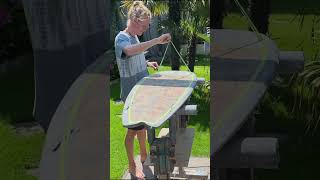 Fabric inlay and Posca art surfboard surfing diy [upl. by Kielty]