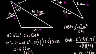 C2 Sine and Cosine Rule  3  Cosine Rule Basic Examples  Edexcel A2 Maths 6th form [upl. by Ecnirp]