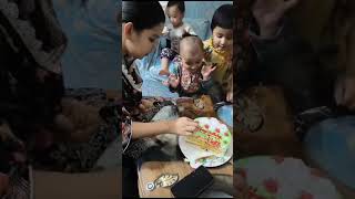 cute baby doll birthday  eating cake [upl. by Atterys]