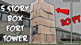 5 STORY BOX FORT MANSION CHALLENGE 30 FT HIGH [upl. by Kella]