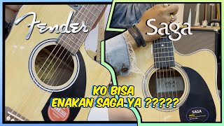 Battle Gitar Akustik 23 jt an 🔥 SAGA SF700 Pro vs FENDER FA125 ce [upl. by Ebanreb]