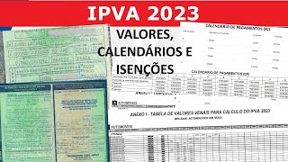 IPVA 2023  VALORES CALENDÁRIO DE PAGAMENTOS E ISENÇÕES [upl. by Hartman]