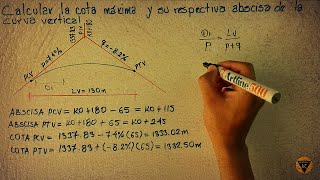 Calcular la cota máxima y su respectiva abscisa de la Curva Vertical [upl. by Htur478]