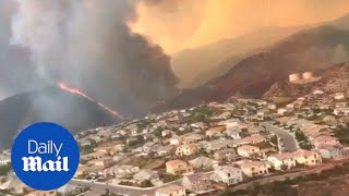 Raging wildfires menaces thousands in California city [upl. by Eirelam]