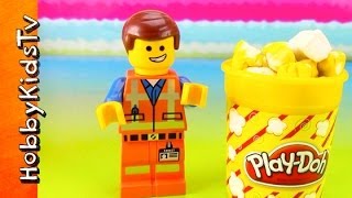 Emmet From The LEGO Movie Makes PLAYDOH Popcorn HobbyKidsTV [upl. by Eliath]