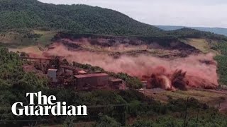 Terrifying moment of Brazil dam collapse caught on camera [upl. by Ahsilram605]