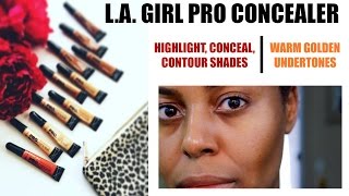 LA Girl Concealer Swatches Video  Warm Undertones WOC I ByBare [upl. by Reel21]