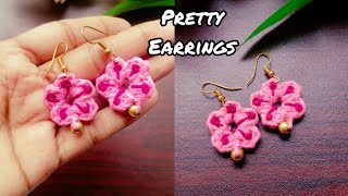 How to crochet flower earrings tutorial for beginners [upl. by Gnap]