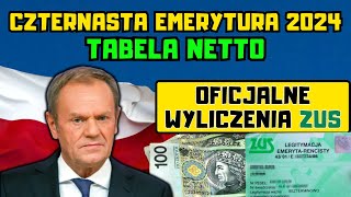 Czternasta emerytura 2024  tabela netto Oto oficjalne wyliczenia ZUS  tyle dostaniesz we wrześniu [upl. by Ehgit]