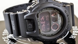 Casio GSHOCK Military DW6900MS1 REVIEW  How To Set Time  LIGHT DISPLAY [upl. by Nylhsoj607]