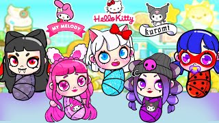 Vijflingen Gescheiden bij de Geboorte MELODY KUROMI BARBIE en KITTY  Toca Life VerhaalToca Boca [upl. by Volny]