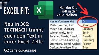 Neue Funktion in 365 TEXTNACH trennt euch den Text in eurer ExcelTabelle nach einem Trennzeichen [upl. by Hanni]