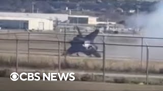 Pilot ejects from fighter jet in Texas crash landing [upl. by Ahtibat]