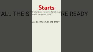 B Pharmacy 1st semester class start on 25 December 2024 [upl. by Alit]