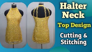 Halter Neck Kurti Design Cutting and Stitching [upl. by Emelia367]