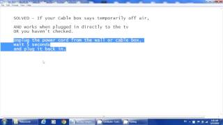 SOLVED  Cable PVR DVR box says temporarily off air Rogers Cox Comcast Satellite [upl. by Olivia]