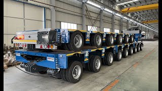 Hipotruk Hydraulic Modular Trailer Hydraulic Platform Trailer 15 Axles [upl. by Meirrak]