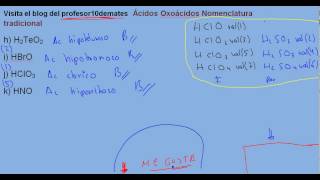 Formulación inorgánica 55 Ácidos Oxoácidos Nomenclatura tradicional truco perreril ejercicio b [upl. by Obeded]