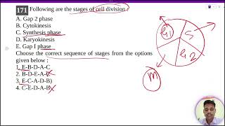 Following are the stages of cell division A Gap 2 phaseB CytokinesisC Synthesis phaseD Karyokin [upl. by Koal]