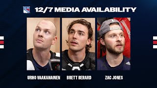 NYR Practice Urho Vaakanainen Brett Berard and Zac Jones Media Availability  December 7 2024 [upl. by Daloris394]