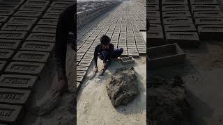 Manual brick making by clay soil shorts [upl. by Munshi778]