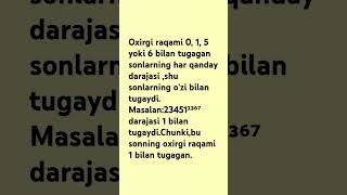 math Sonning oxirgi raqamini topishga oid malumotlar [upl. by Ingra]