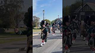 drummajor leading Huntly pipeband march to 2024 braemargathering and Games in scotland shorts [upl. by Napoleon]