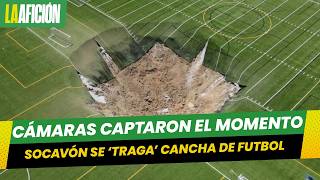 Enorme socavón se traga parte de un campo de futbol [upl. by Lyford]