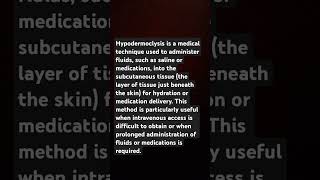 Hypodermoclysis is a medical technique used to administer fluids such as saline intredermally [upl. by Stockwell]