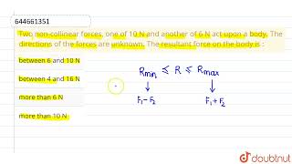 Two noncollinear forces one of 10 N and another of 6 N act upon a body The directions of the [upl. by Pickard502]