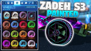 All Painted ZADEH S3 Wheels On Rocket League SPECIAL EDITION ROCKET PASS 3 WHEELS SHOWCASE [upl. by Ddarb180]