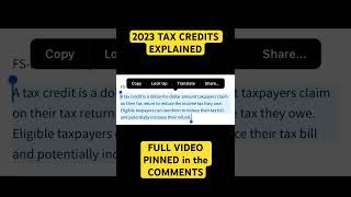 2023 TAX CREDITS EXPLAINED [upl. by Bailey]