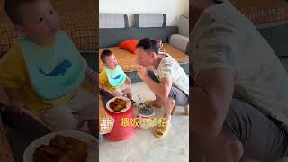 Dad takes care of the baby and decides whether to eat or not funny fatherhoodjoy cutebaby [upl. by Khano216]