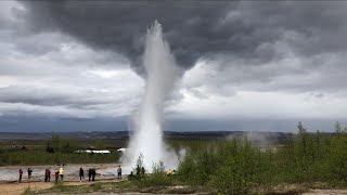 Iceland crazy hitchhiking inland to geysers waterfalls hotsprings tectonic fissues and lakes [upl. by Agnimod]