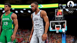 NBA 2K25 Olympics Mode  USA vs Brazil Quarterfinals  Ultra Realistic Gameplay [upl. by Uaeb]