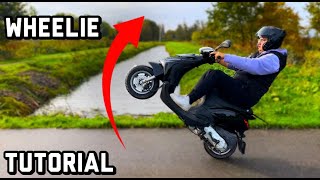 🤓WHEELIE TUTORIAL MET EEN 4T ZIP 156 [upl. by Dowd]