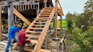 Timber Framed Barn Part 29 Timber Framed Staircase [upl. by Asseniv511]