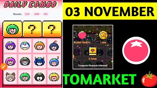 Tomarket Airdrop Daily Combo 3 November  Tomato Daily Combo Today  Tomarket daily combo card [upl. by Eyanaj]