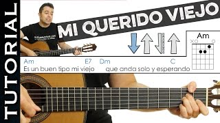 Como tocar Mi Querido Viejo de PIERO en Guitarra FACIL Tutorial perfecto sin cambiar afinación [upl. by Eissirhc]