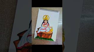 Maa Brahmacharini drawing 🙏✨ short art drawing coloure [upl. by Ainesey]