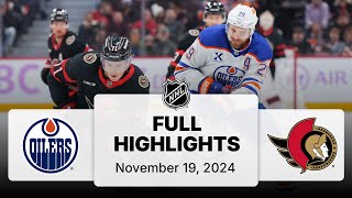 NHL Highlights  Oilers vs Senators  November 19 2024 [upl. by Dewhirst252]