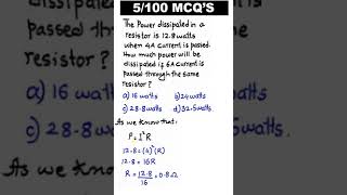 Power Dissipated in a Resistor mdcat physicsmcqs physics viral [upl. by Hermes]