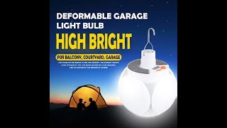 Solar Powered Deformable Outdoor LED Light Bulb Folding Ceiling Work Football UFO Lamp  Ourshopee [upl. by Rosenkranz]