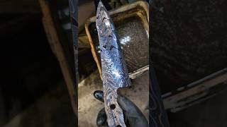 Copper Damascus Chefs Knife fresh off the grinder amp ready for sanding kitchen blacksmith knife [upl. by Uoliram]