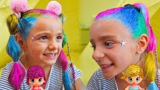 Las Ratitas y PinyPon se pintan con purpurina  Pretend play makeup and paint with glitter [upl. by Golding]