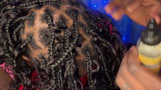 ASMR scalp oiling and hair play with braids asmr scalp [upl. by Oletta451]