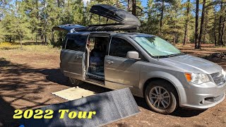 Updated No Build Dodge Grand Caravan Minivan Camper Conversion Tour 2022  Van Life With a Dog [upl. by Ttihw]