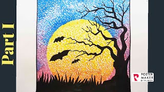 SILHOUETTE PAINTING  WATER COLOUR  POINTILLISM ART  DOT PAINTING PART I [upl. by Novyak]