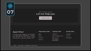 07 Complete React Portfolio Website Project  Footer [upl. by Auj356]